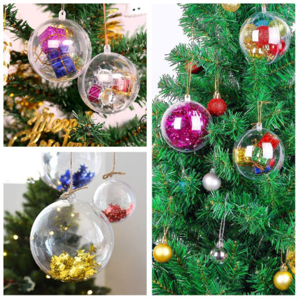 35232-BN BOMBKA  AKRYLOWA 10cm KULA PEŁNA SKŁADANA KULE BOMBKI PLASTIK PRZEŹROCZYSTE