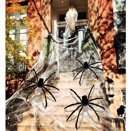 Sztuczny pająk, włochaty, czarny, dekoracja Halloween, straszna tarantula, 40cm