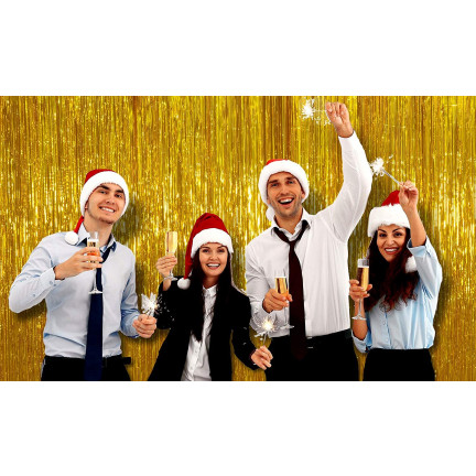 TG66229-2 KURTYNA FOLIOWA ZŁOTA DEKORACJA SYLWESTER ŚLUB TŁO FOTOBUDKA NOWY ROK