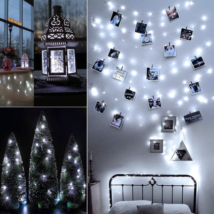 TG66263-1 LAMPKI NA DRUCIKU 80 LED MIKRO GIRLANDA ZIMNY BIAŁY AA