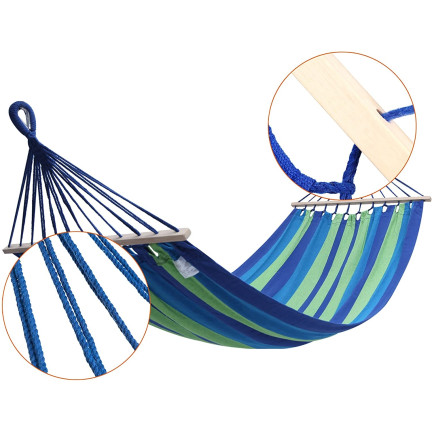 TG48174-1 HAMAK OGRODOWY ZE STELAŻEM BUJAK + POKROWIEC I LINKI 70X170 CM NIEBIESKI