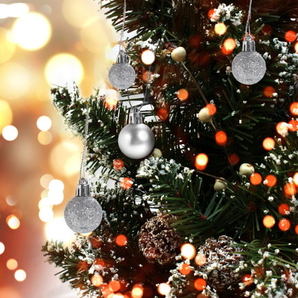 TG63160-1 BOMBKI CHOINKOWE SREBRNE NA CHOINKĘ STROIK BOMBKA 8SZT 2CM NIETŁUKĄCE ZESTA