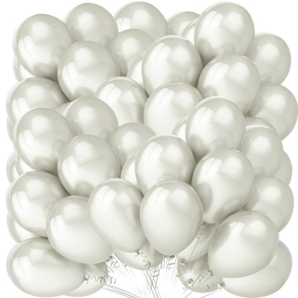 TG53243-4 BALONY 100SZT PERŁOWE BIAŁE ŚLUB KOMUNIE URODZINY