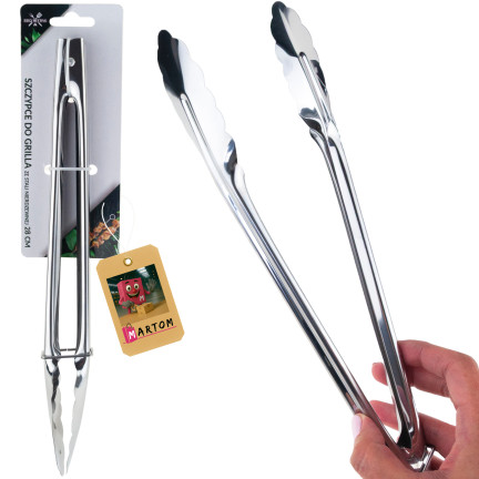 BBQ0711 SZCZYPCE KUCHENNE DO GRILLA ZE STALI NIERDZEWNEJ 28CM DO GOTOWANIE STEKÓW