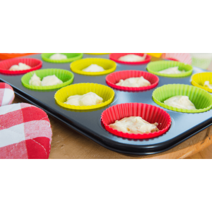 DD47 FOREMKI SILIKONOWE FORMY DO BABECZKEK MUFFINY ZESTAW 12 SZT DO PIECZENINA