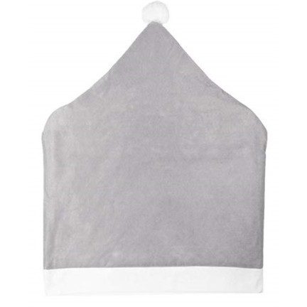 Pokrowiec na krzesło, czapka Mikołaja, ozdoba oparcia krzesła, szary, 60x50cm