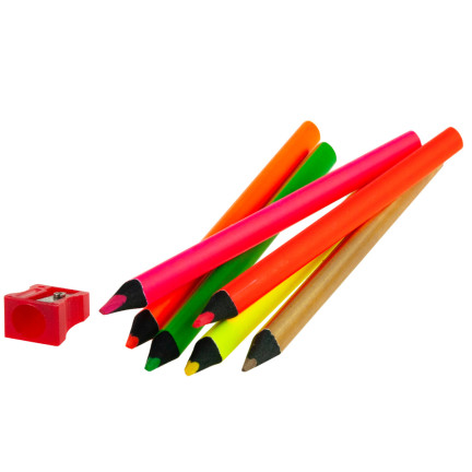 C122203 KREDKI NEONOWE TRÓJKĄTNE KOLOROWE 6SZT. + TEMPERÓWKA