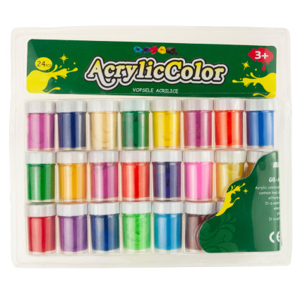 C133701 FARBKI PLAKATOWE AKRYLOWE 24SZT DUŻY ZESTAW FARB
