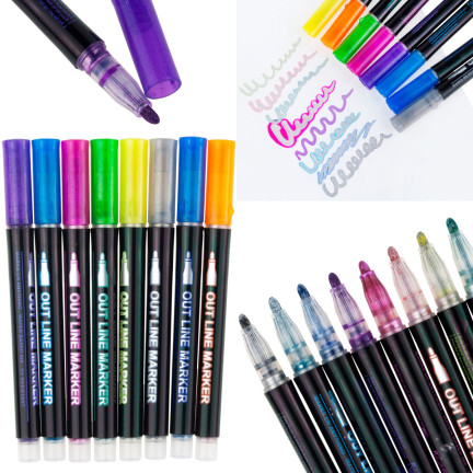 C135301 MAZAKI PISAKI FLAMASTRY konturowe 8SZT outline