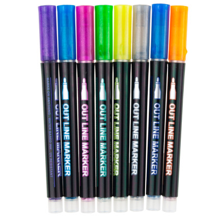 C135301 MAZAKI PISAKI FLAMASTRY konturowe 8SZT outline