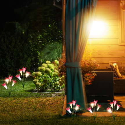 TG77663 LAMPA SOLARNA KWIATY LILIE DO OGRODU BALKON WBIJANE LILIA CZUJNIK ZMIERZCHU