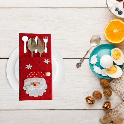 Etui na sztućce, świąteczne, dekoracja stołu, czerwony, mix wzorów, 1szt.