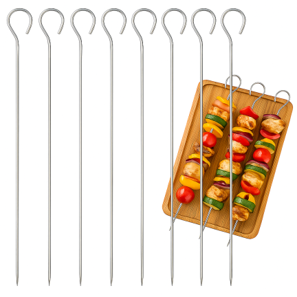 WUI8955 KOMPLET 8 SZPILEK NIERDZEWNYCH DO SZASZŁYKÓW 28CM