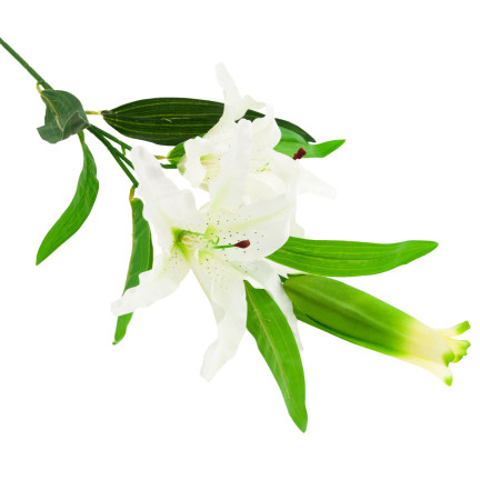 CV05685-1 LILIA BIAŁA KWIATY SZTUCZNE GAŁĄZKA LILII PIĘKNY KWIAT JAK ŻYWY ELEGANCKI