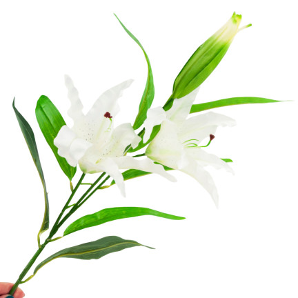 CV05685-1 LILIA BIAŁA KWIATY SZTUCZNE GAŁĄZKA LILII PIĘKNY KWIAT JAK ŻYWY ELEGANCKI