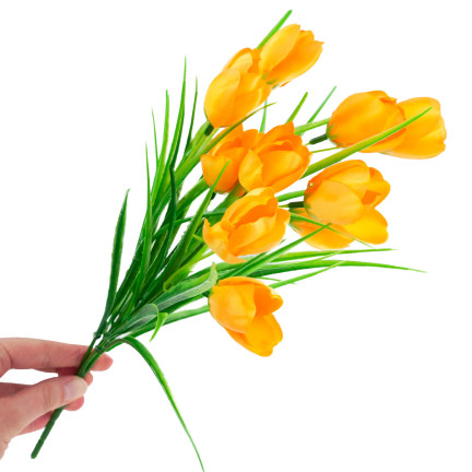 CV07855-5 TULIPANY BUKIET TULIPANÓW KWIATY SZTUCZNE ŻÓŁTE W BUKIECIE TULIPAN  ozdoba