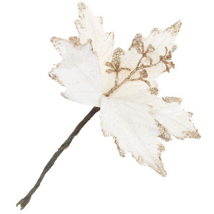 CV09255-2 GWIAZDA BETLEJEMSKA NA PIKU POINSECJA BROKATOWA DEKORACYJNA na STROIK ECRU