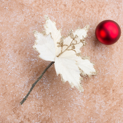 CV09255-2 GWIAZDA BETLEJEMSKA NA PIKU POINSECJA BROKATOWA DEKORACYJNA na STROIK ECRU