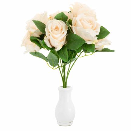 CV10475-2 BUKIET RÓŻ RÓŻE KWIATY SZTUCZNE ŚLICZNE RÓŻYCZKI W BUKIECIE KREMOWY ECRU