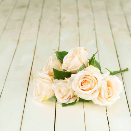 CV10475-2 BUKIET RÓŻ RÓŻE KWIATY SZTUCZNE ŚLICZNE RÓŻYCZKI W BUKIECIE KREMOWY ECRU