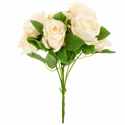 CV10475-2 BUKIET RÓŻ RÓŻE KWIATY SZTUCZNE ŚLICZNE RÓŻYCZKI W BUKIECIE KREMOWY ECRU