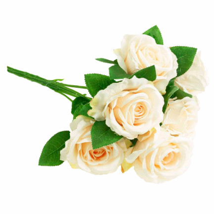 CV10475-2 BUKIET RÓŻ RÓŻE KWIATY SZTUCZNE ŚLICZNE RÓŻYCZKI W BUKIECIE KREMOWY ECRU