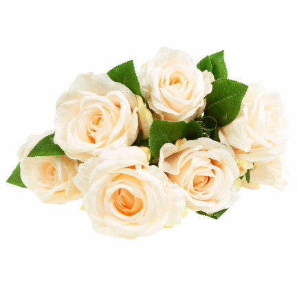 CV10475-2 BUKIET RÓŻ RÓŻE KWIATY SZTUCZNE ŚLICZNE RÓŻYCZKI W BUKIECIE KREMOWY ECRU