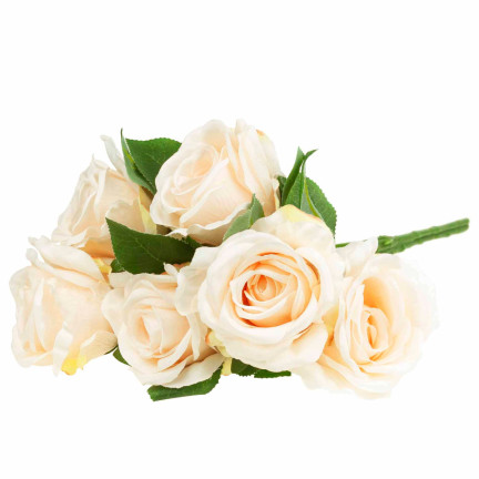 CV10475-2 BUKIET RÓŻ RÓŻE KWIATY SZTUCZNE ŚLICZNE RÓŻYCZKI W BUKIECIE KREMOWY ECRU