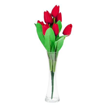 CV10616-8 TULIPAN TULIPANY SZTUCZNE KWIATY 37cm 9szt czerwony
