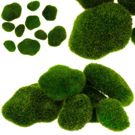 CV11073 KAMIENIE OMSZAŁE Z MCHU MECH DEKORACYJNE 10 SZT.