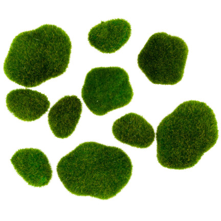 CV11073 KAMIENIE OMSZAŁE Z MCHU MECH DEKORACYJNE 10 SZT.