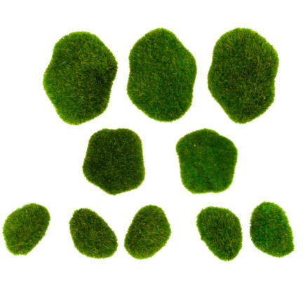 CV11073 KAMIENIE OMSZAŁE Z MCHU MECH DEKORACYJNE 10 SZT.
