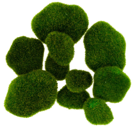 CV11073 KAMIENIE OMSZAŁE Z MCHU MECH DEKORACYJNE 10 SZT.