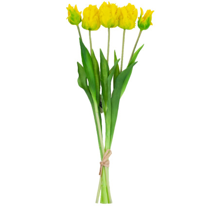 CV13899-3 TULIPANY BUKIET TULIPANÓW PAPUZIE SZTUCZNE KWIATY GUMOWANE 5SZT jak żywe