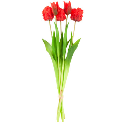 CV13899-8 TULIPANY BUKIET TULIPANÓW PAPUZIE SZTUCZNE KWIATY GUMOWANE 5SZT jak żywe