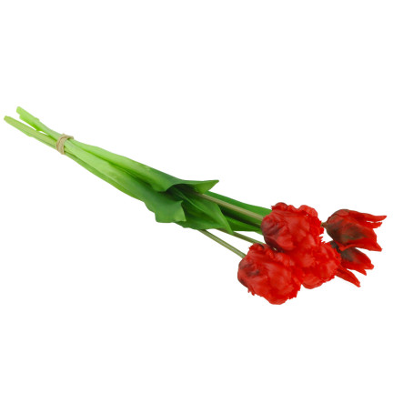 CV13899-8 TULIPANY BUKIET TULIPANÓW PAPUZIE SZTUCZNE KWIATY GUMOWANE 5SZT jak żywe