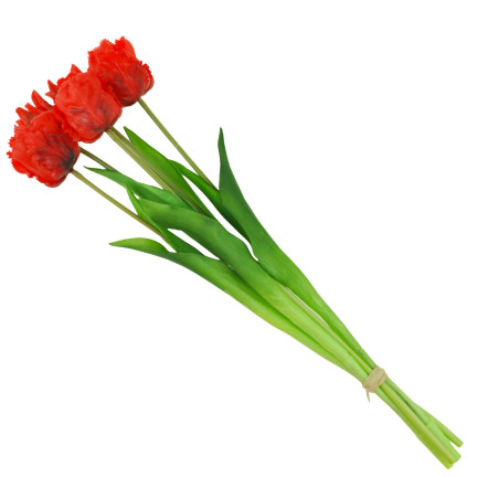 CV13899-8 TULIPANY BUKIET TULIPANÓW PAPUZIE SZTUCZNE KWIATY GUMOWANE 5SZT jak żywe