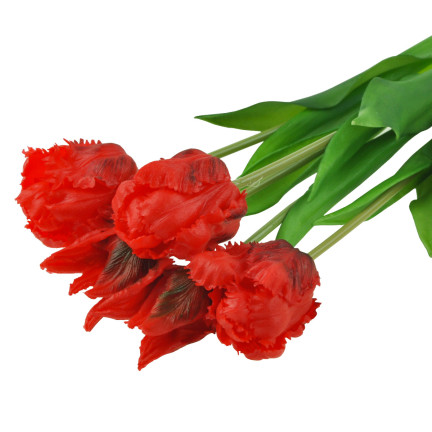 CV13899-8 TULIPANY BUKIET TULIPANÓW PAPUZIE SZTUCZNE KWIATY GUMOWANE 5SZT jak żywe