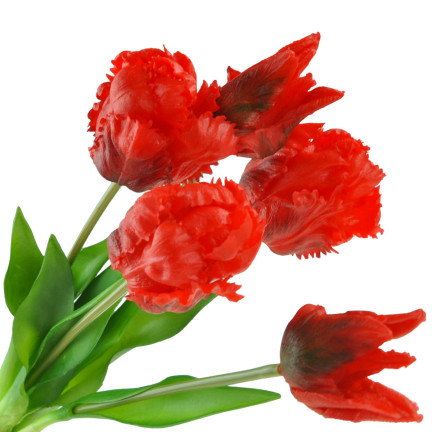 CV13899-8 TULIPANY BUKIET TULIPANÓW PAPUZIE SZTUCZNE KWIATY GUMOWANE 5SZT jak żywe