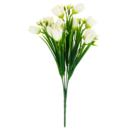 CV13987-1 KROKUS BUKIET KROKUSÓW KROKUSY W TRAWIE BIAŁE SZTUCZNE KWIATY WIOSENNE