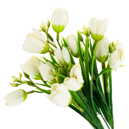 CV13987-1 KROKUS BUKIET KROKUSÓW KROKUSY W TRAWIE BIAŁE SZTUCZNE KWIATY WIOSENNE