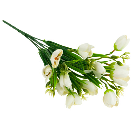 CV13987-1 KROKUS BUKIET KROKUSÓW KROKUSY W TRAWIE BIAŁE SZTUCZNE KWIATY WIOSENNE