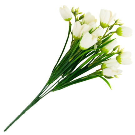 CV13987-1 KROKUS BUKIET KROKUSÓW KROKUSY W TRAWIE BIAŁE SZTUCZNE KWIATY WIOSENNE
