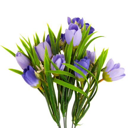 CV13987-4 KROKUS BUKIET KROKUSÓW KROKUSY W TRAWIE SZTUCZNE KWIATY WIOSENNE FIOLETOWE