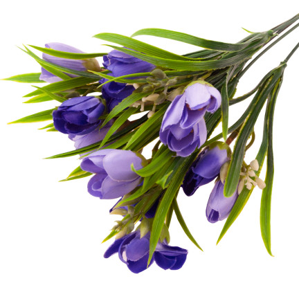 CV13987-4 KROKUS BUKIET KROKUSÓW KROKUSY W TRAWIE SZTUCZNE KWIATY WIOSENNE FIOLETOWE