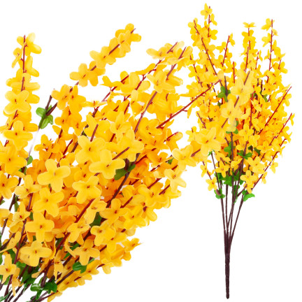 CV14351 FORSYCJA BUKIET ŻÓŁTA GAŁĄZKI WIELKANOC FORSYCJE W BUKIECIE LIŚCIE WIOSNA