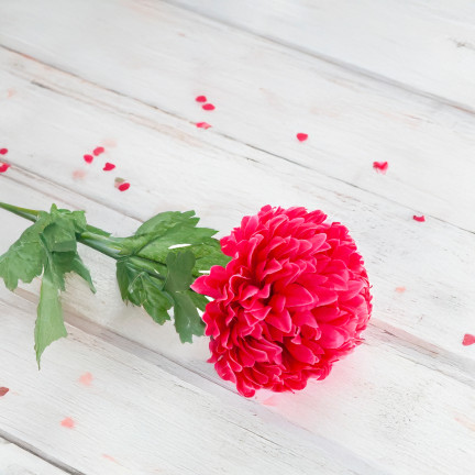 CV14384-13 CHRYZANTEMA GAŁĄZKA 70cm SZTUCZNE KWIATY DO STROIKA DUŻY KWIAT 13cm NA GRÓB czerwona