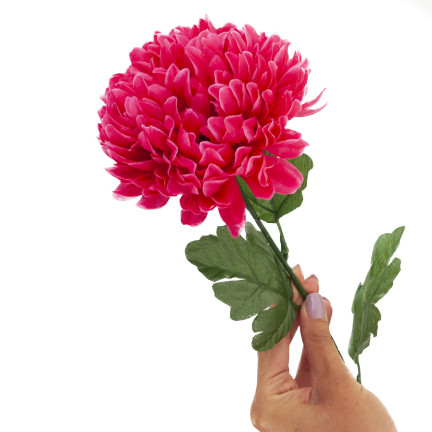 CV14384-13 CHRYZANTEMA GAŁĄZKA 70cm SZTUCZNE KWIATY DO STROIKA DUŻY KWIAT 13cm NA GRÓB czerwona