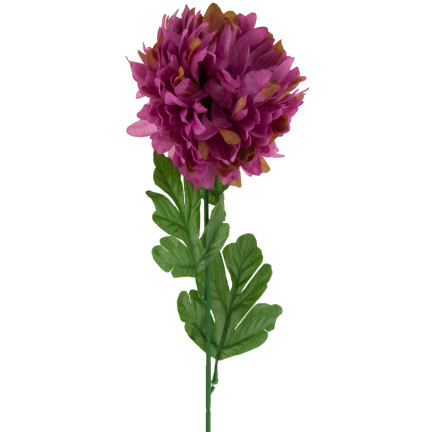 CV14384-5 CHRYZANTEMA GAŁĄZKA 70cm SZTUCZNE KWIATY DO STROIKA DUŻY KWIAT 13cm NA GRÓB PURPUROWA