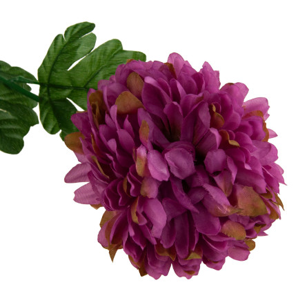 CV14384-5 CHRYZANTEMA GAŁĄZKA 70cm SZTUCZNE KWIATY DO STROIKA DUŻY KWIAT 13cm NA GRÓB PURPUROWA